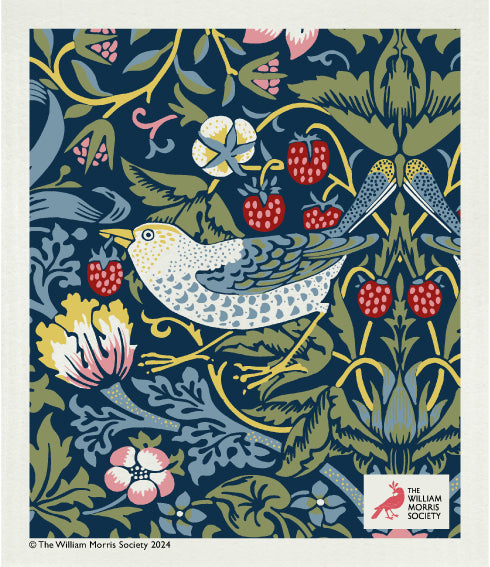 Kadoset William Morris Strawberry Thief Blue | Vaatdoek + Halflinnen Theedoek