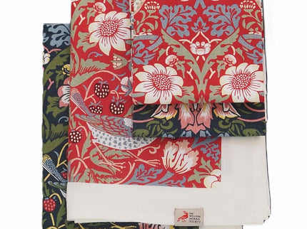 Halflinnen Theedoek William Morris Strawberry Thief Red