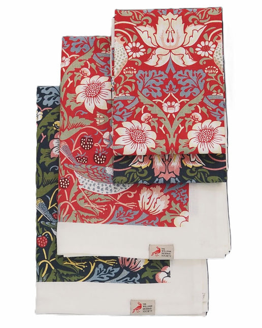 Halflinnen Theedoek William Morris Strawberry Thief Blue