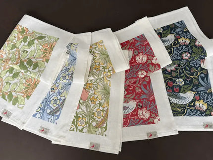 Halflinnen Theedoek William Morris Strawberry Thief Blue