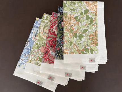 Halflinnen Theedoek William Morris Strawberry Thief Blue
