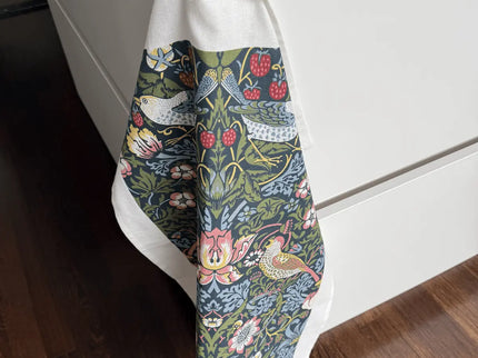 Halflinnen Theedoek William Morris Strawberry Thief Blue