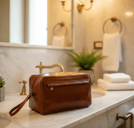 Italiaans kalfslederen toilettas