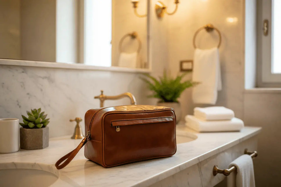 Italiaans kalfslederen toilettas