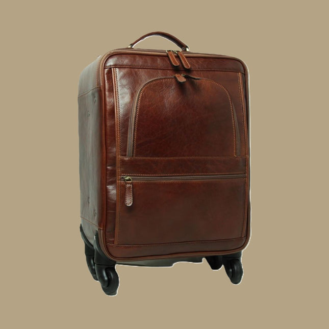 Dario | Elegante Trolley-koffer van rundleer - Bruin