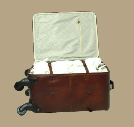 Dario | Elegante Trolley-koffer van rundleer - Bruin