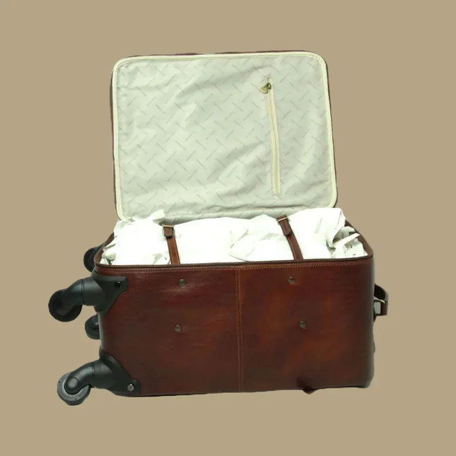 Dario | Elegante Trolley-koffer van rundleer - Bruin