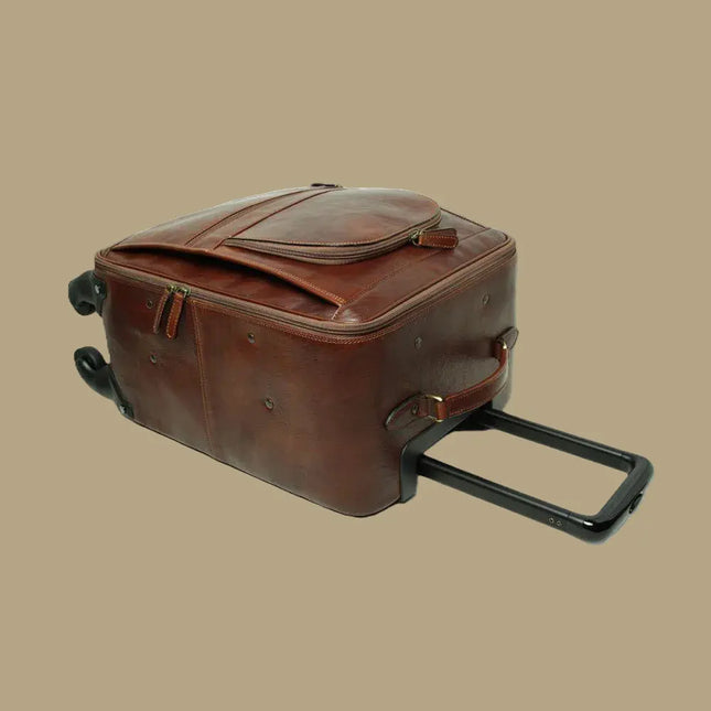 Dario | Elegante Trolley-koffer van rundleer - Bruin