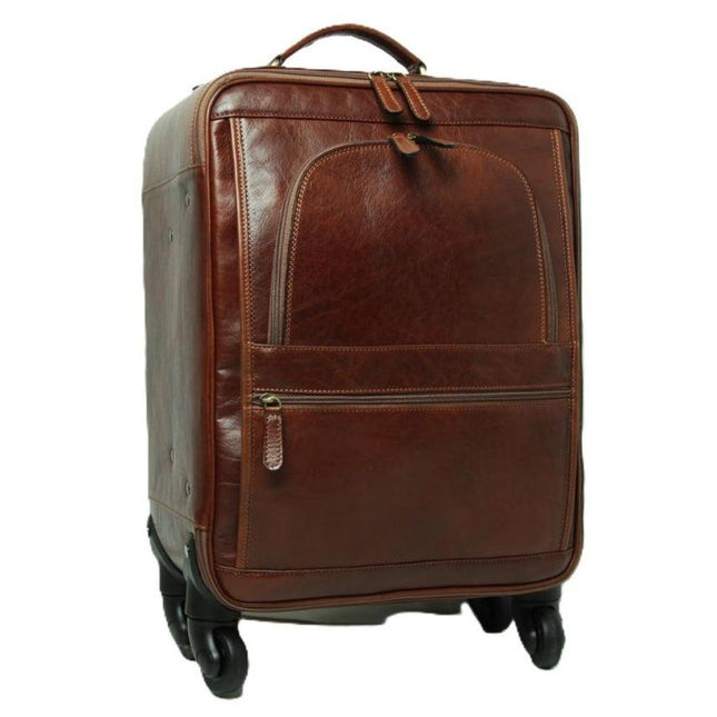 Trolley-koffervanrundleer-Bruinvoorkant - Richards-Specials-Store.com