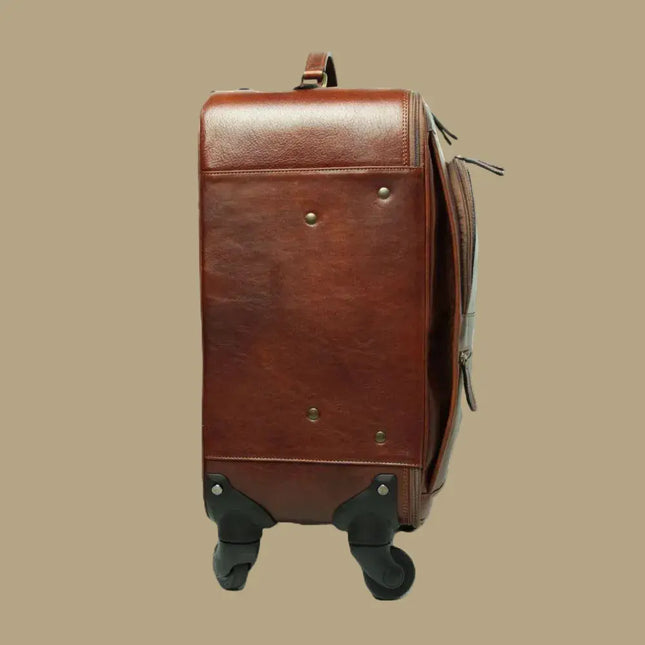 Dario | Elegante Trolley-koffer van rundleer - Bruin