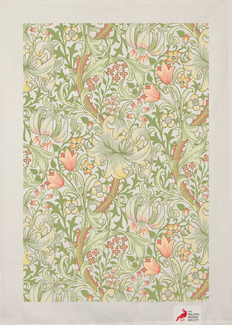 Halflinnen Theedoek William Morris Golden Lilly Green