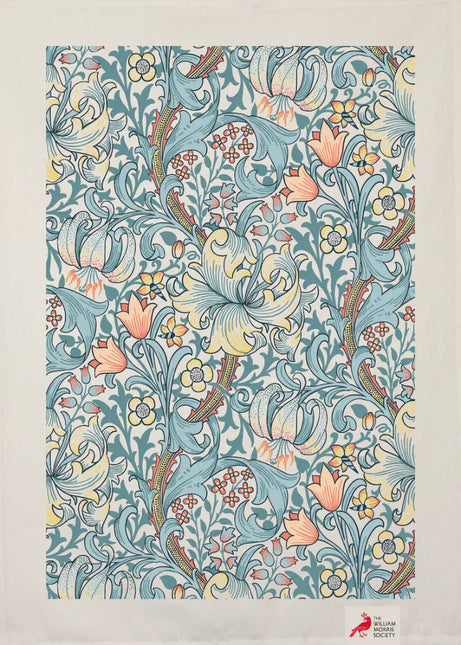 Halflinnen Theedoek William Morris Golden Lilly Blue