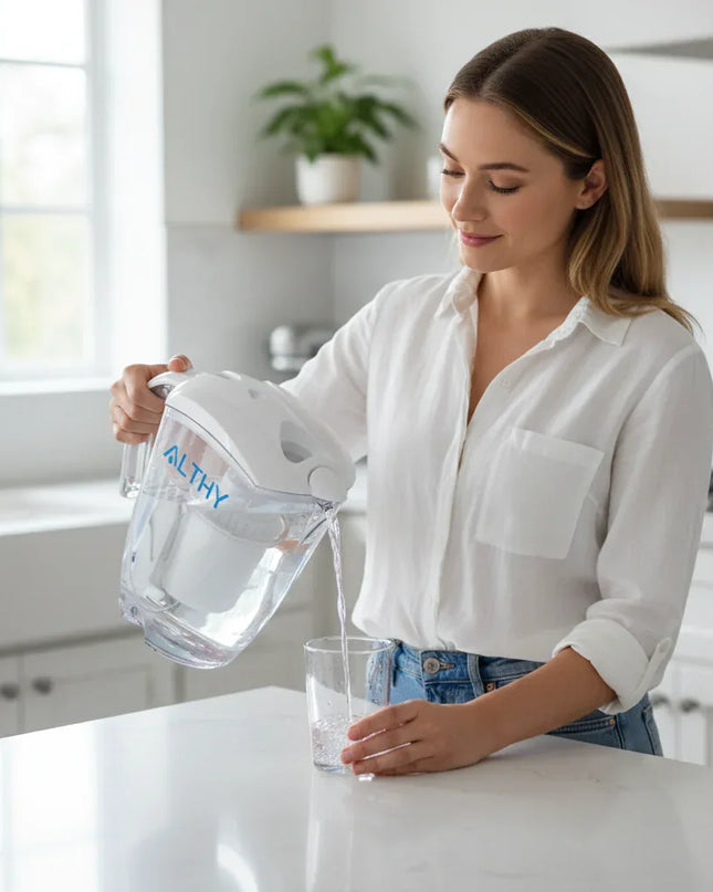Althy 3,5L Alkaline Waterkan met 7-Traps Filter – BPA-vrij, pH 7.5–9.5, 400L levensduur - Richards-Specials-Store.com