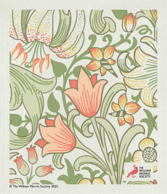 Kadoset William Morris Golden Lilly Green| Vaatdoek + Halflinnen Theedoek