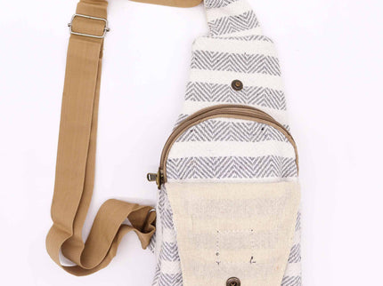 Body Cross Bag Natural Cotton - Grey & White