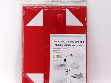 Flat Pack Gift Box - Large  (28.2x20.2x9.2cm) - Red