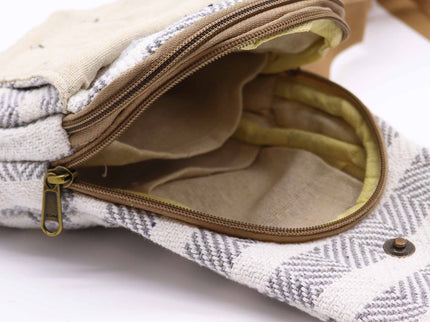 Body Cross Bag Natural Cotton - Grey & White