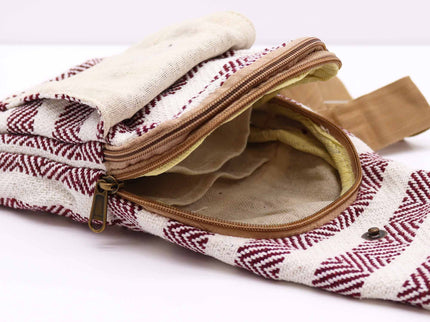 Body Cross Bag Natural Cotton - Burgundy & White