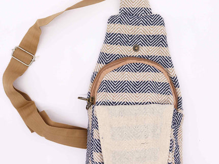 Body Cross Bag Natural Cotton - Tan & Navy