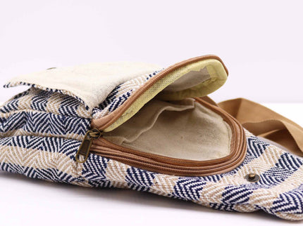 Body Cross Bag Natural Cotton - Tan & Navy