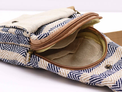 Body Cross Bag Natural Cotton - Tan & Navy