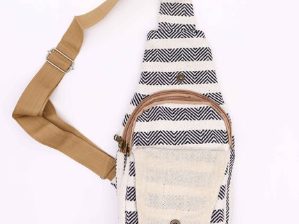 Body Cross Bag Natural Cotton -  Black & White