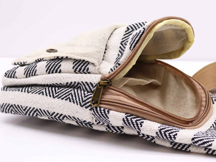 Body Cross Bag Natural Cotton -  Black & White