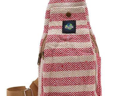 Body Cross Bag Natural Cotton - Tan & Pink