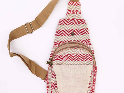 Body Cross Bag Natural Cotton - Tan & Pink