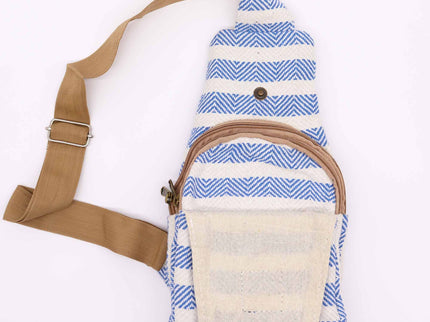 Body Cross Bag Natural Cotton - Blue & White