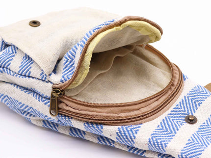 Body Cross Bag Natural Cotton - Blue & White