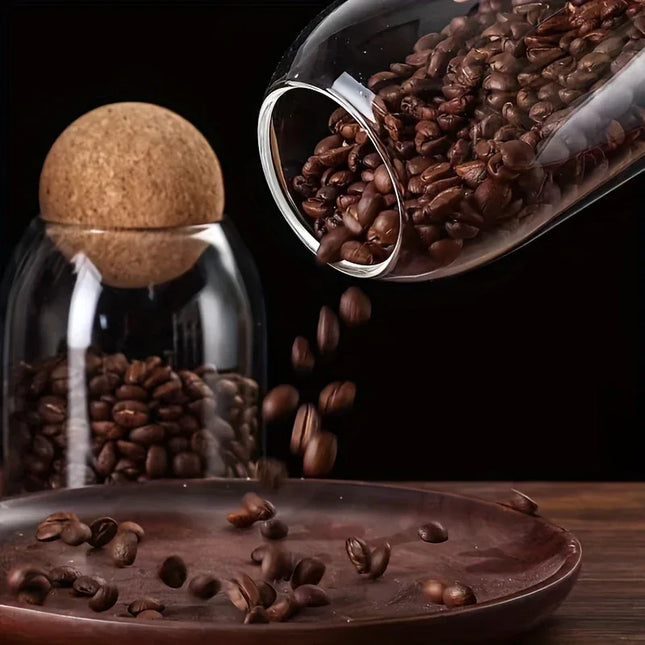 Set van 3 glazen opbergpotten met kurkdeksels. - Richards-Specials-Store.com