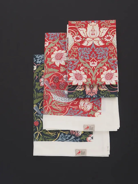 Halflinnen Theedoek William Morris Strawberry Thief Blue